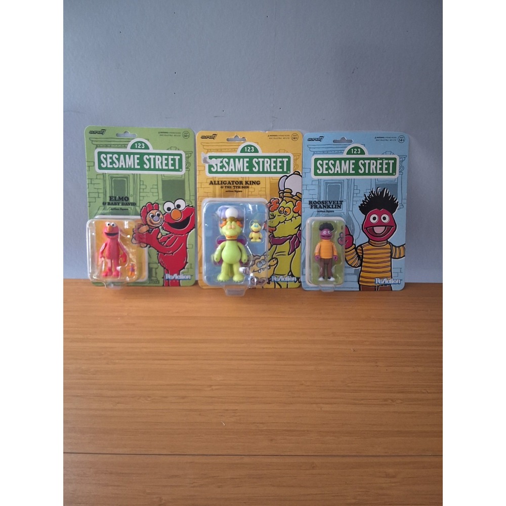 Super 7 Sesame Street Roosevelt Franklin, Alligator King & Elmo And Baby David!